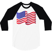 American Flag Waving Gift 3/4 Sleeve Shirt | Artistshot