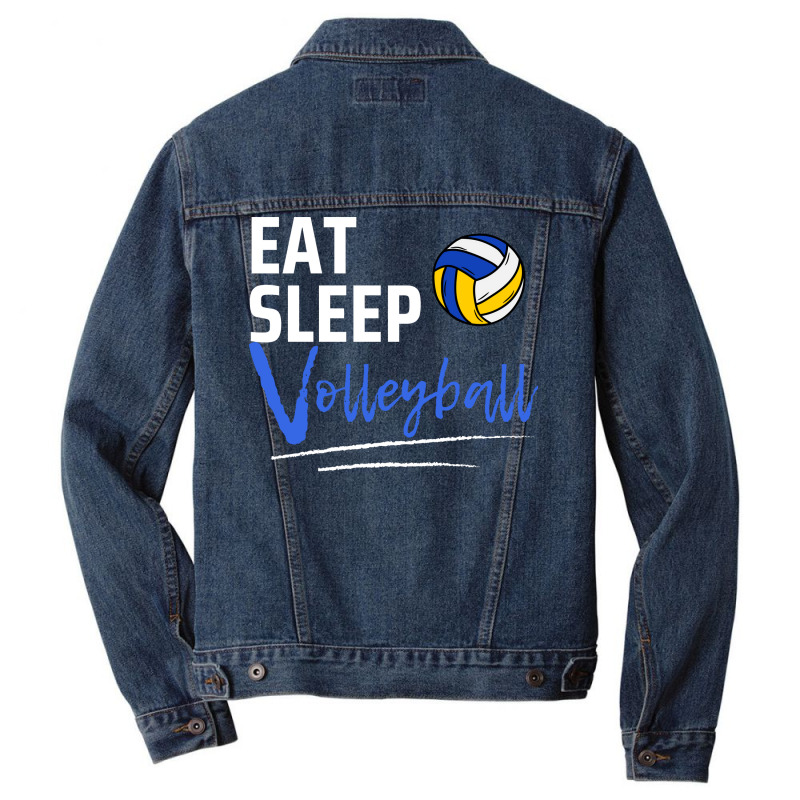 Eat Sleep Volleyball Aesthetic Men Denim Jacket by sbusiozald | Artistshot