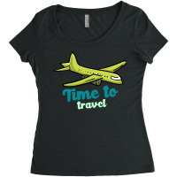 Time To Travel Girl Women's Triblend Scoop T-shirt | Artistshot