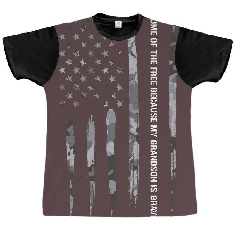 Home Of The Free Because My Grandson Is Brave Blue Graphic T-shirt | Artistshot