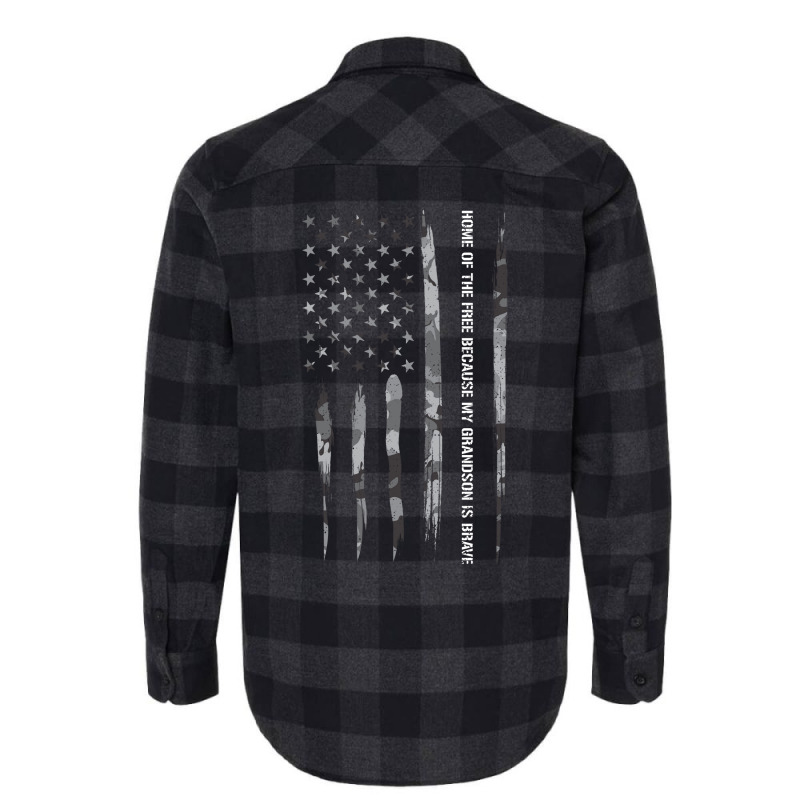 Home Of The Free Because My Grandson Is Brave Blue Flannel Shirt | Artistshot