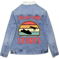 Jet Ski I Do My Own Stunts Jet Skiing Water Jetski Unisex Sherpa-lined Denim Jacket | Artistshot