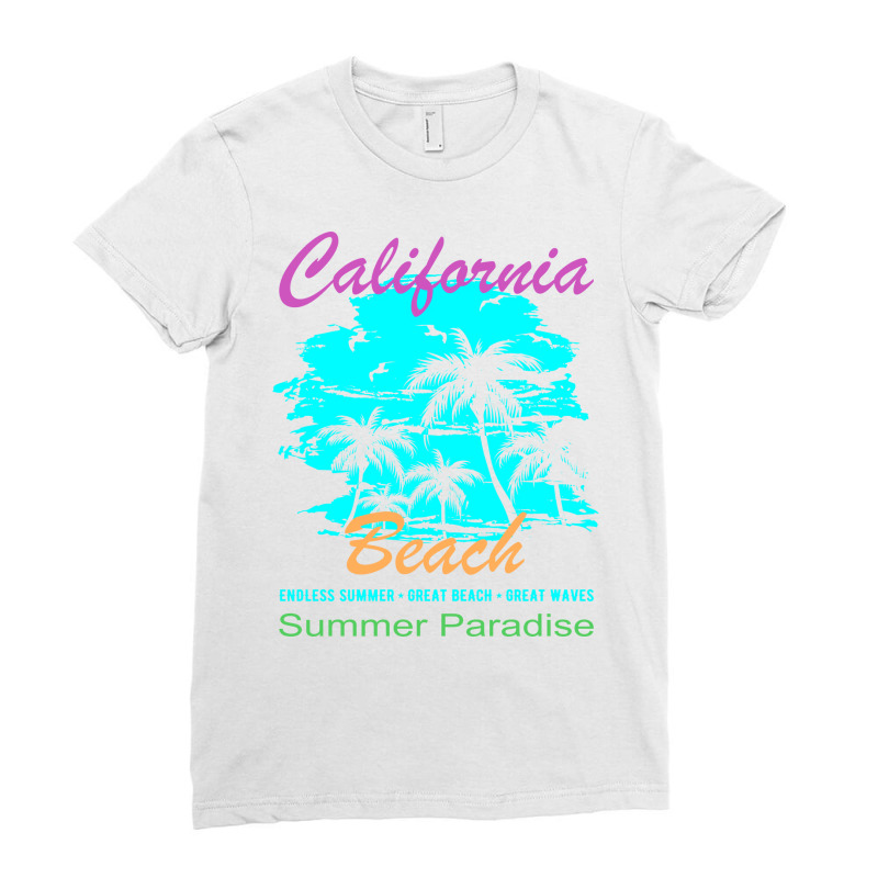 California Beach Summer Paradise Cute Ladies Fitted T-Shirt by rolinghsgagv | Artistshot