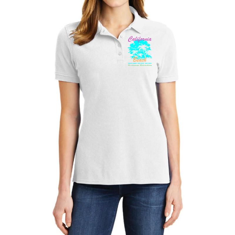 California Beach Summer Paradise Cute Ladies Polo Shirt by rolinghsgagv | Artistshot