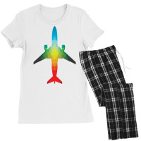 Rainbow Airplane 70s Women's Pajamas Set | Artistshot