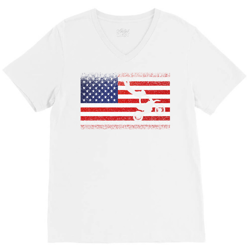 American Flag Motocross Dirtbike Motorcycle Fans 8 V-neck Tee | Artistshot