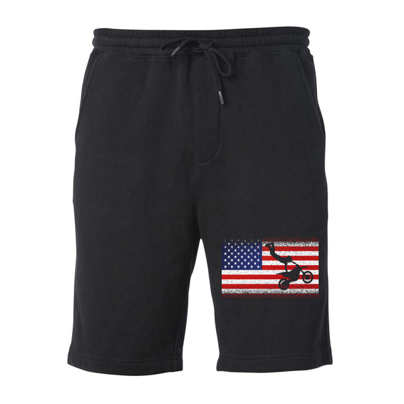 American Flag Motocross Dirtbike Motorcycle Fans 8 Fleece Short | Artistshot