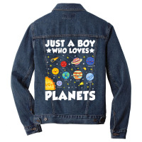 Just A Boy Who Loves Planets Solar System Space Sc Men Denim Jacket | Artistshot