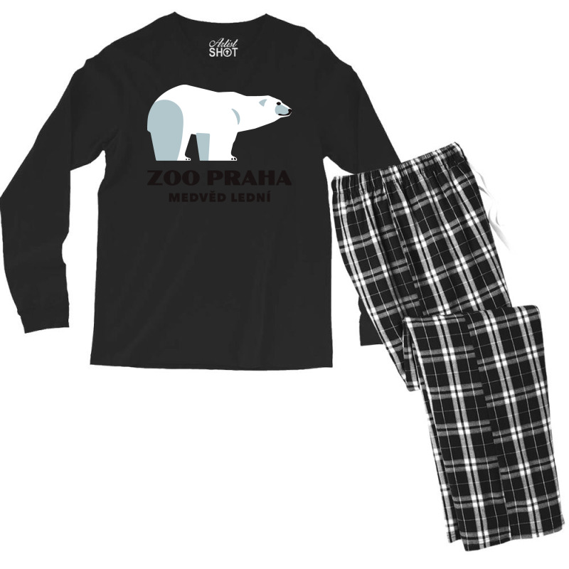 White Bearzoo Praha Retro Men's Long Sleeve Pajama Set | Artistshot