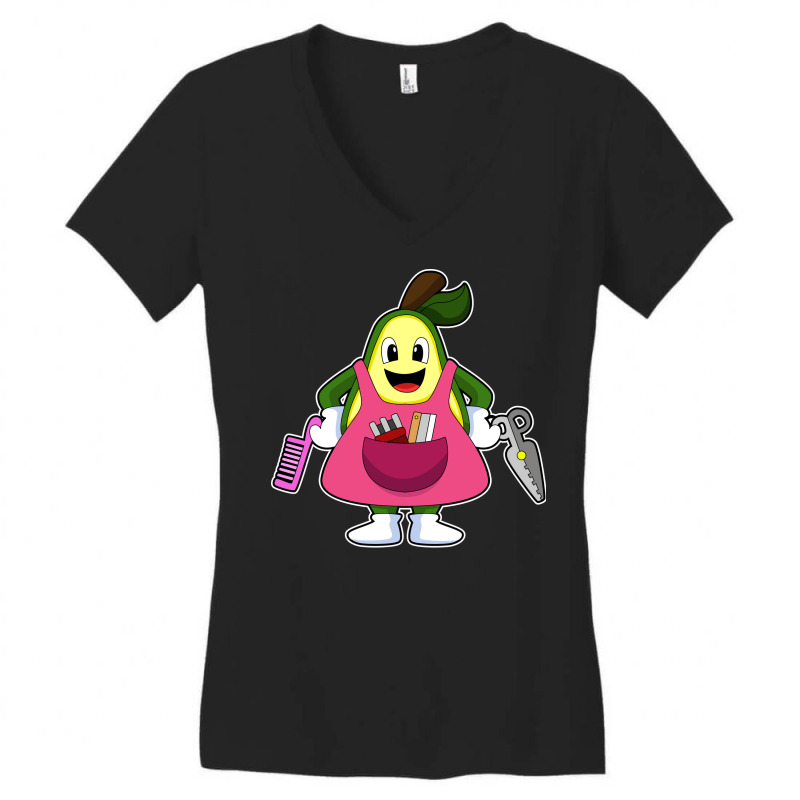 Avocado As Hairdresser With Scissors Comb (1) (1) Women's V-Neck T-Shirt by doubleshikd | Artistshot