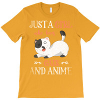 Just A Girl Who Loves Cats And Anime 70s (1) T-shirt | Artistshot