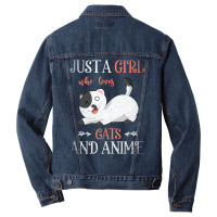 Just A Girl Who Loves Cats And Anime 70s (1) Men Denim Jacket | Artistshot