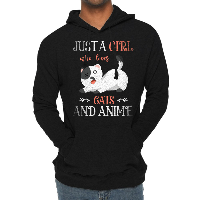 Just A Girl Who Loves Cats And Anime 70s (1) Lightweight Hoodie by juancotamh | Artistshot