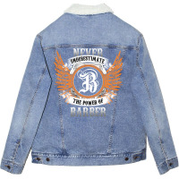 Barber Name Shirt Never Underestimate The Power Of Unisex Sherpa-lined Denim Jacket | Artistshot