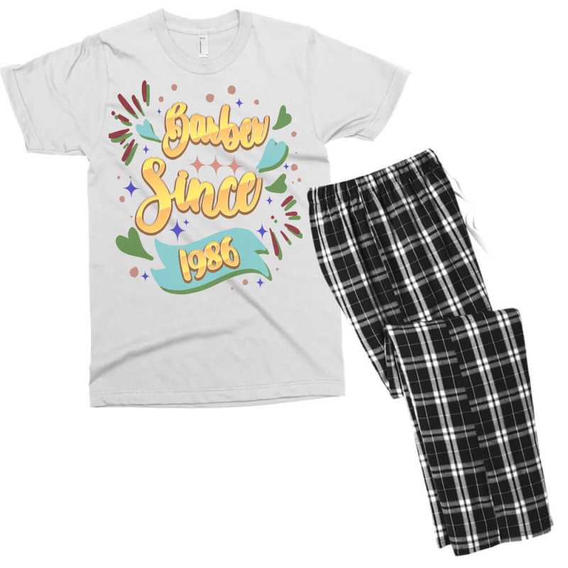 Barber Since 1986 Local Barber Gift Ideas For Hair Men's T-shirt Pajama Set | Artistshot