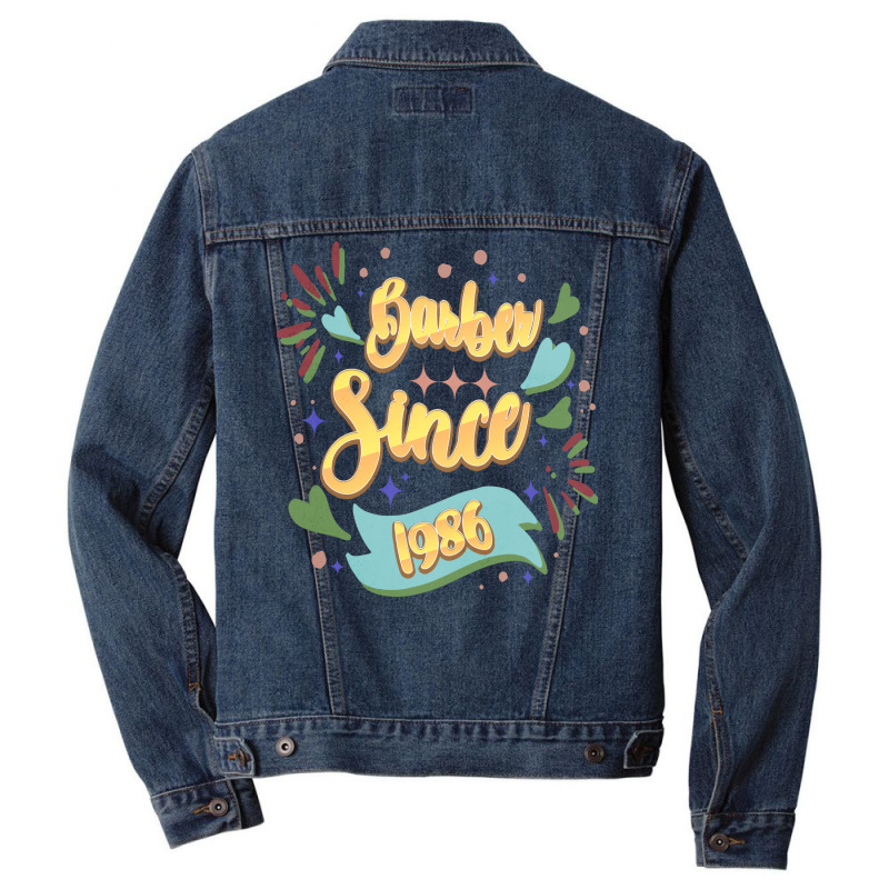 Barber Since 1986 Local Barber Gift Ideas For Hair Men Denim Jacket | Artistshot