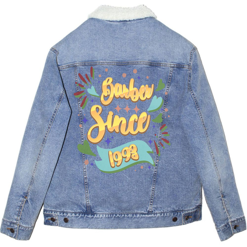 Barber Since 1993 Local Barber Gift Ideas For Hair Unisex Sherpa-lined Denim Jacket | Artistshot