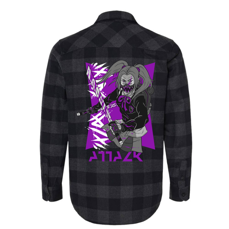 Anime Ninja Girl Design For Truly Anime Lovers Ani Flannel Shirt | Artistshot