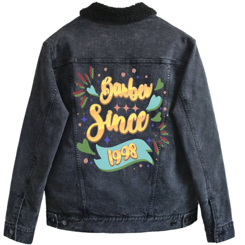 Barber Since 1998 Local Barber Gift Ideas For Hair Unisex Sherpa-lined Denim Jacket | Artistshot