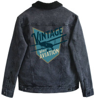 Vintage World Aviation Badge Hipster Unisex Sherpa-lined Denim Jacket | Artistshot