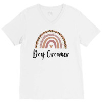 Dog Groomer Minimal Rainbow Design (1) (1) V-neck Tee | Artistshot