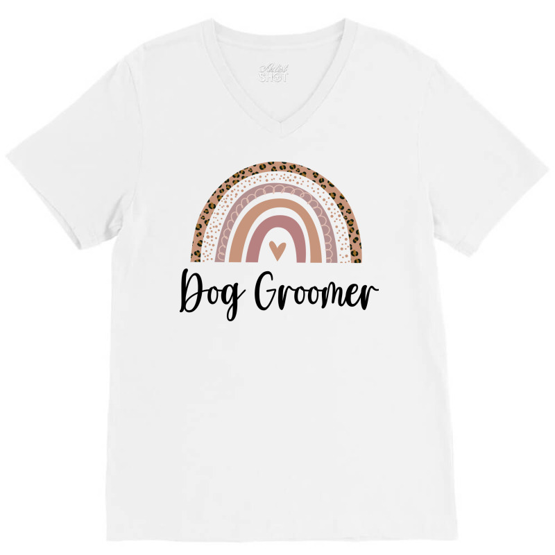 Dog Groomer Minimal Rainbow Design (1) (1) V-neck Tee | Artistshot