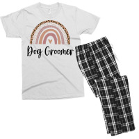 Dog Groomer Minimal Rainbow Design (1) (1) Men's T-shirt Pajama Set | Artistshot