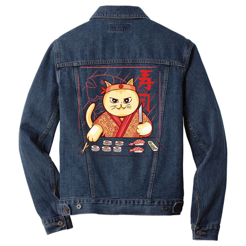 Japanese Sushi Cat Japan Tokyo Japanese Cute Men Denim Jacket | Artistshot