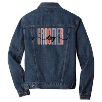 Dog Groomer Tall Font Contrast On White Design (1) Men Denim Jacket | Artistshot