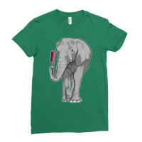 Elephant As Hairdresser With Comb (1) (1) Ladies Fitted T-shirt | Artistshot