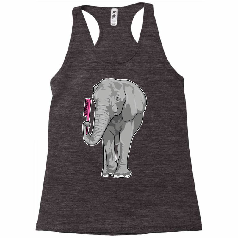 Elephant As Hairdresser With Comb (1) (1) Racerback Tank by hardjamagada0 | Artistshot