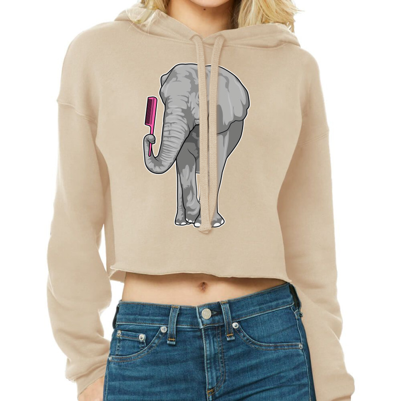 Elephant As Hairdresser With Comb (1) (1) Cropped Hoodie by hardjamagada0 | Artistshot