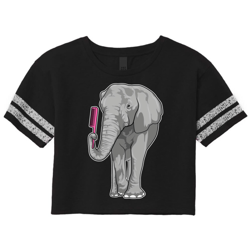 Elephant As Hairdresser With Comb (1) (1) Scorecard Crop Tee by hardjamagada0 | Artistshot