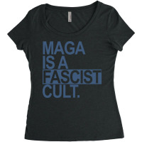 Maga Is A Fascist Cult 2 Steel Blue Box Yellow Women's Triblend Scoop T-shirt | Artistshot