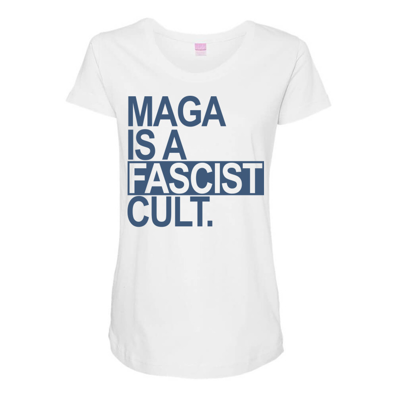 Maga Is A Fascist Cult 2 Steel Blue Box Yellow Maternity Scoop Neck T-shirt by shaferiftiarh | Artistshot