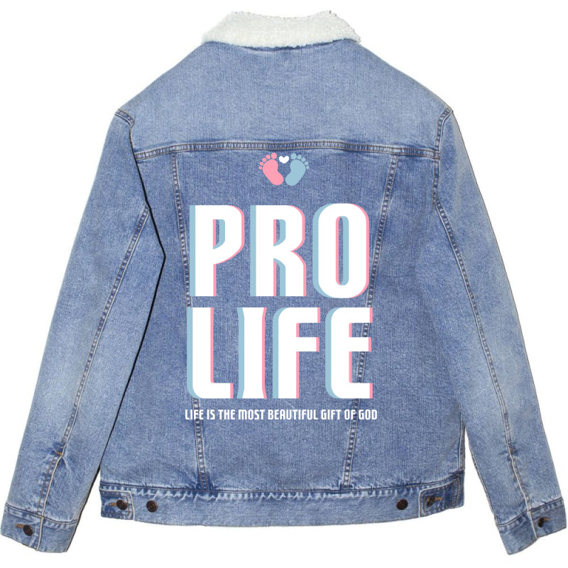 Pro Life Gift Unisex Sherpa-Lined Denim Jacket by velingtiagum | Artistshot