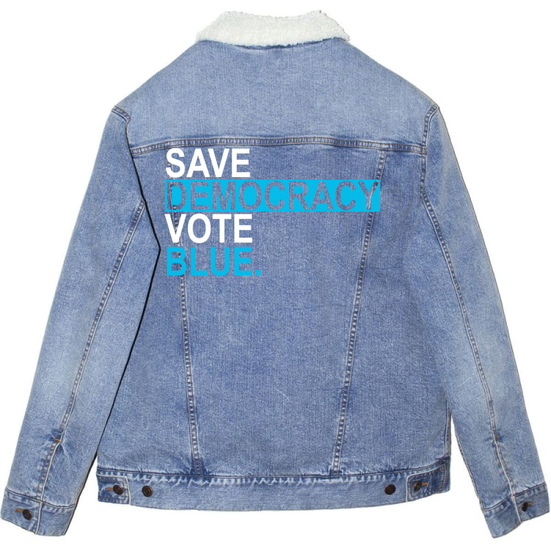 Save Democracy Vote Blue Boy Unisex Sherpa-Lined Denim Jacket by locsinvaquezj | Artistshot