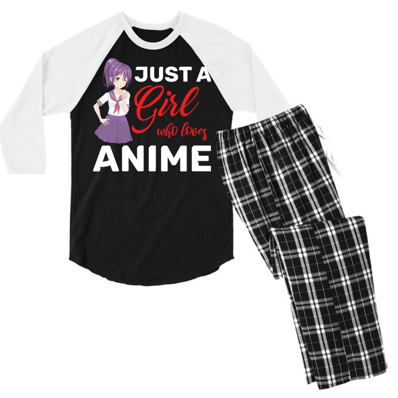 Otaku Just A Girl Who Loves Anime Retro Men's 3/4 Sleeve Pajama Set by efobitrivan6 | Artistshot