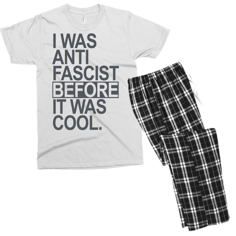 I Was Anti Fascist Before It Was Cool Subtle Gray Men's T-shirt Pajama Set | Artistshot