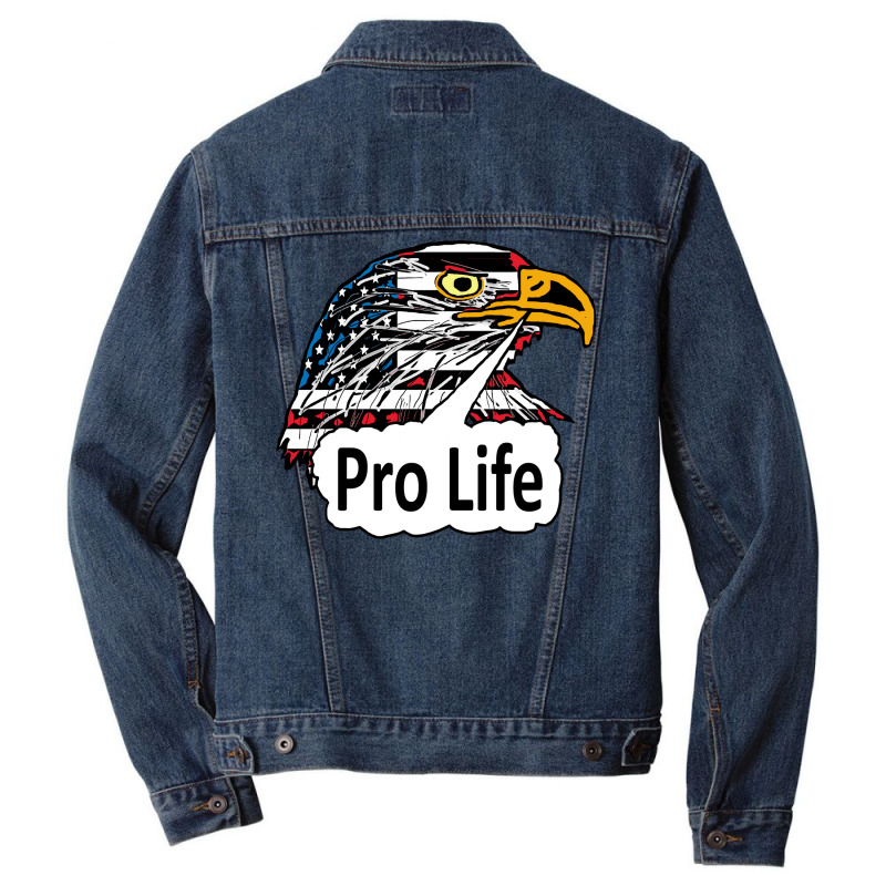 Pro Life Eagle Green Men Denim Jacket | Artistshot