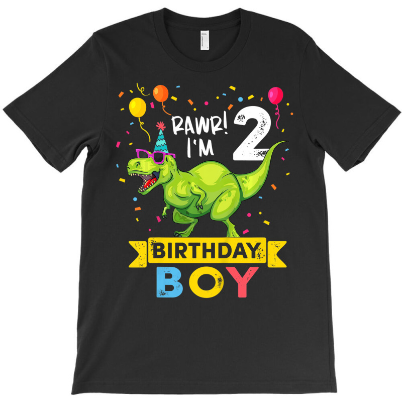 Kids 2 Year Old Shirt 2nd Birthday Boy T Rex Dinos T-Shirt by holubarpro | Artistshot