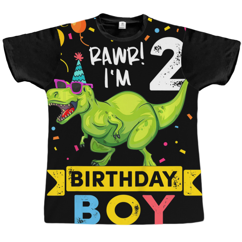 Kids 2 Year Old Shirt 2nd Birthday Boy T Rex Dinos Graphic T-shirt by holubarpro | Artistshot