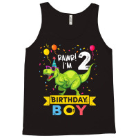 Kids 2 Year Old Shirt 2nd Birthday Boy T Rex Dinos Tank Top | Artistshot