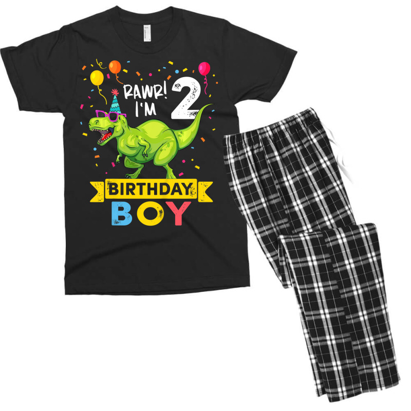 Kids 2 Year Old Shirt 2nd Birthday Boy T Rex Dinos Men's T-shirt Pajama Set by holubarpro | Artistshot