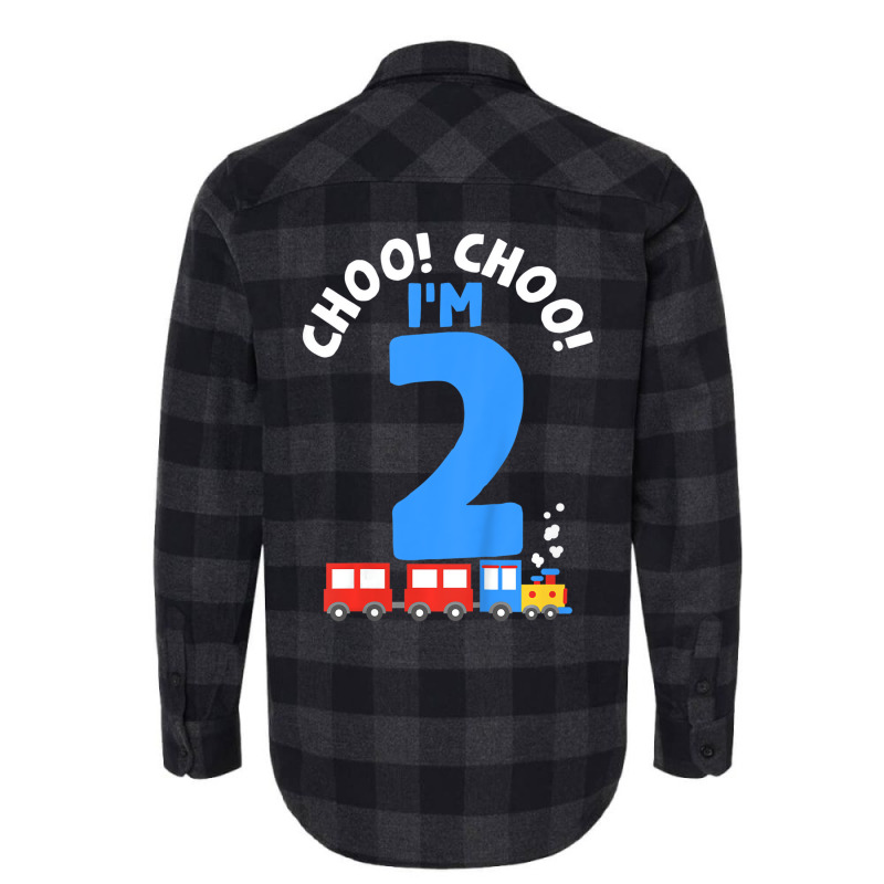 Kids 2nd Birthday Iâ€™m 2 Choo Choo Train Tra Flannel Shirt | Artistshot