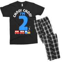 Kids 2nd Birthday Iâ€™m 2 Choo Choo Train Tra Men's T-shirt Pajama Set | Artistshot