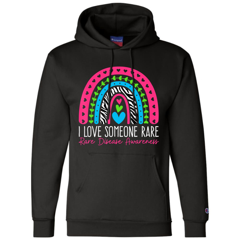 I Love Someone Rare Zebra Rainbow   Rare Disease A Champion Hoodie | Artistshot