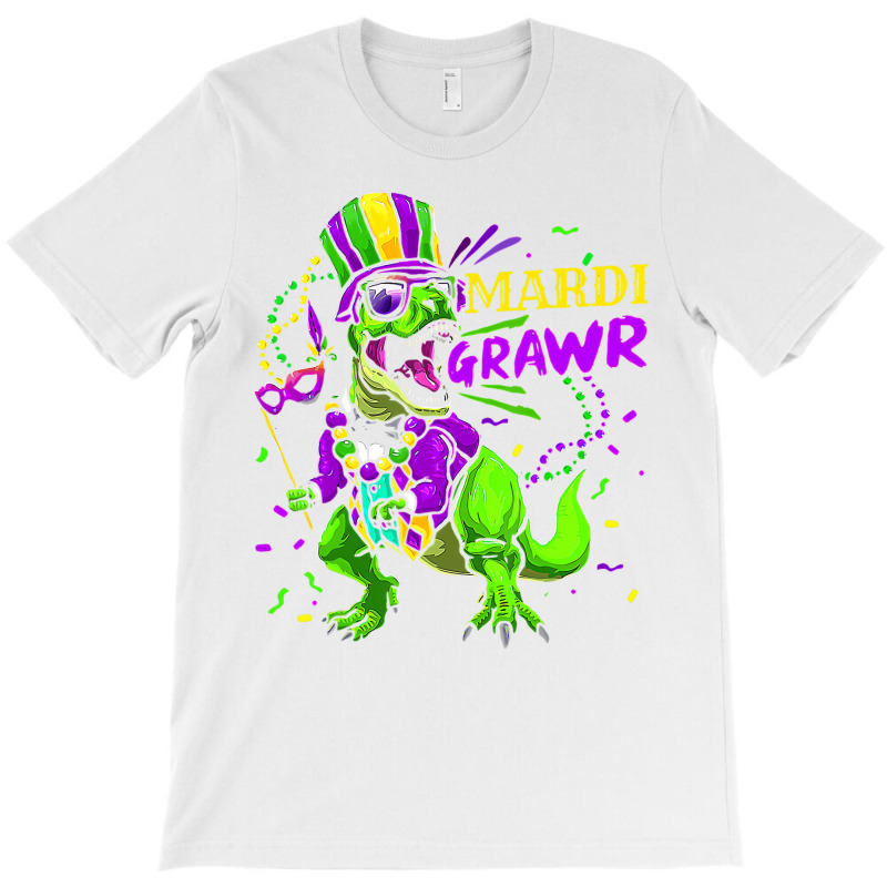 Mardi Grawr Dabbing T Rex Dinosaur Mask Beand Mard T-Shirt by likensjaymie | Artistshot