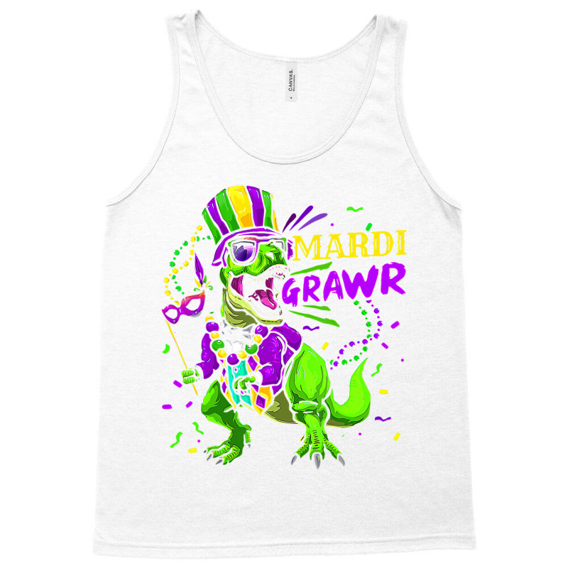 Mardi Grawr Dabbing T Rex Dinosaur Mask Beand Mard Tank Top by likensjaymie | Artistshot