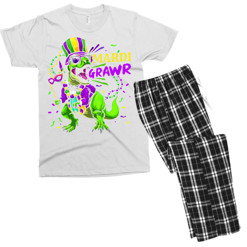 Mardi Grawr Dabbing T Rex Dinosaur Mask Beand Mard Men's T-shirt Pajama Set by likensjaymie | Artistshot